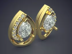 Drop-shaped Earrings With Diamonds 1411 3D print model