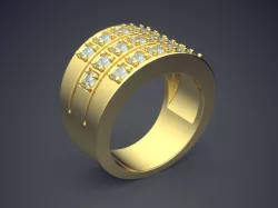 Elegant Classic Luxurious Thick Diamond-Ring for Men 3D print model