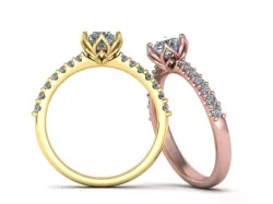 Engagement ring round diamond Flowers Shine collection 0236 3D print model