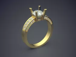 Engagement Ring With Diamonds on the Rim 3D print model