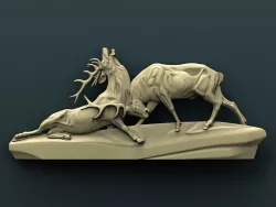 Fighting deers 3d stl model for cnc 3D print model