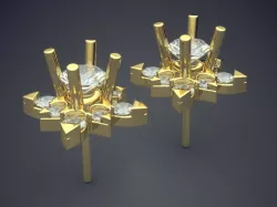 Flower Shaped Earrings With Diamonds 1000 3D print model