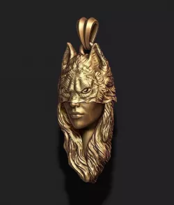 girl wolf pendant 3D print model