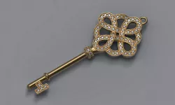 Gold key printable model diamonds pendant 3d modelling stl 3dm 3D print model
