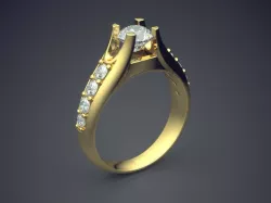 Gorgeous Engagement Ring With Diamonds on the Rim 3D print model