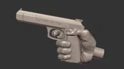 Gun Hand For Poseable Action Figure 3D print model