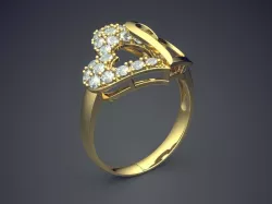 Heart-Detailed Love Ring With Diamonds 1514 3D print model