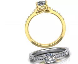 Heart Engagement ring 4 prong Round diamond cut 3D print model