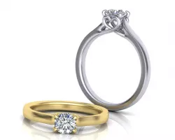 Heart Engagement ring 4 prong Round diamond cut v2 3D print model