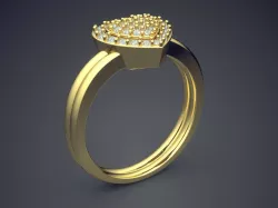Heart-shaped Ring With Small Diamonds 2320 3D print model