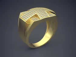 Impressive Thick Man Ring With Cross and Diamonds 3D print model
