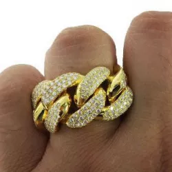 large Diamond cuban link ring 15mm 3D print model