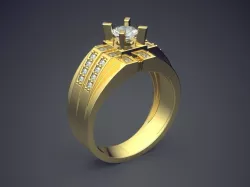 Precious Thick Golden Man Ring with Diamonds 3D print model