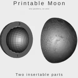 Printable moon - two insertable parts 3D print model