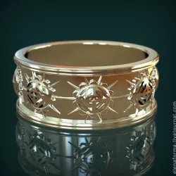 Ring Art Deco with stars 3D print model