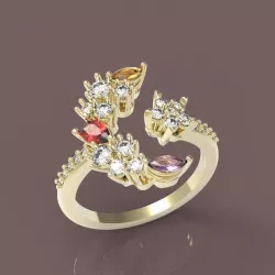 Ring Crescent moon with star 3D print model