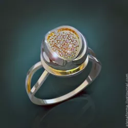 Ring sphere tulip diamonds pave 3D print model