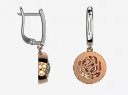 Rose gold diamond earrings 3d print model Drop earrings stl 3dm 3D print model
