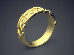 Simple Golden Ring With Unique Braiding Design  3D print model