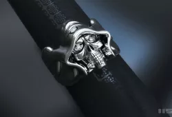 skull ring with stones 3D print model