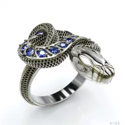 Snake ring with stones 3D print model