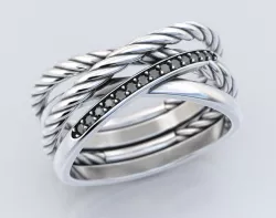 Stylish engagement ring with rope braiding in the form of x 3D print model