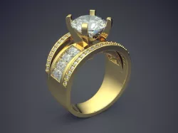 Thick Man Ring with Diamonds and Detailing 3D print model