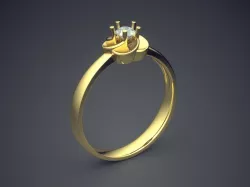 Thin Wedding Ring With Flower-shaped Diamond 1001 3D print model