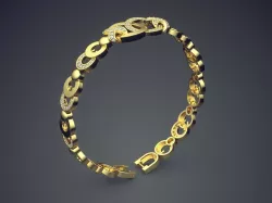 Unique Design Chain-Detailed Bracelet 3D print model