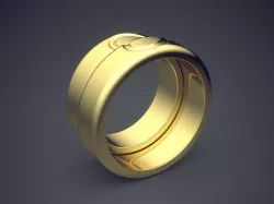 Unique Golden Double Ring With Carved Heart Symbol  3D print model