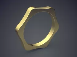 Unique Hexagon-Shaped Golden Ring 3D print model