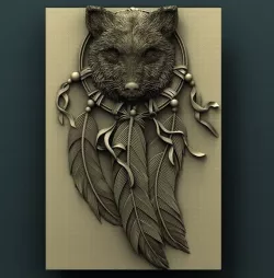Wolf dream cathcer 3d stl model for cnc 3D print model