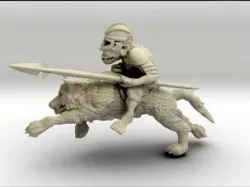 52mm Goblin Knight Charging on Giant Wolf