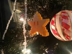 Starman Pixel Christmas Ornament with Loop from Super Mario Brothers  (Single & Dual Extrusion)