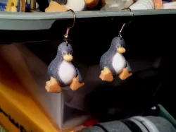 Tux Earrings, Full-Color Linux Penguin Earrings