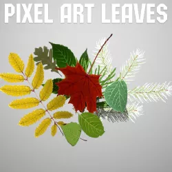 10 Pixel art Leaves seasons Low-poly  3D model