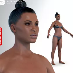 Average Black Female Body Low-poly  3D model