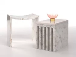Bent Stool and Side Table with Bowl 3D model