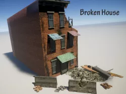 Broken House Low-poly  3D model