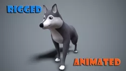 Cartoon Husky Low-poly  3D model