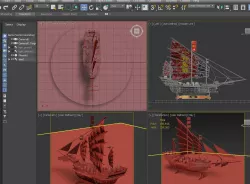 Chinese junk ship Low-poly  3D model