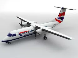 Dash 8-300 Airliner British Airways Low-poly  3D model