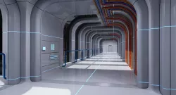 Futuristic Space Ship Interior Corridor 3D model