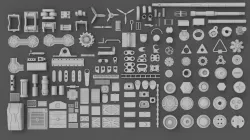 Hard Surface Sci-Fi Industrial KitBash Library 01 3D model