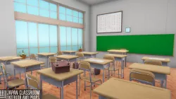 Japan classroom - interior and props Low-poly  3D model
