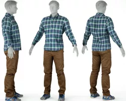 Male Casual Outfit 57 Shirt Trousers Footwear Low-poly  3D model