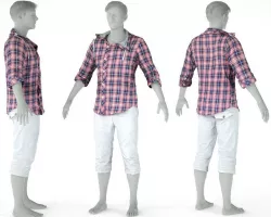 Male Casual Outfit 58 Shorts Shirt Low-poly  3D model