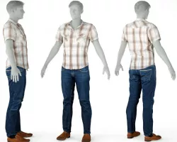 Male Casual Outfit 60 Shirt Trousers Footwear Low-poly  3D model