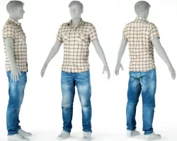 Male Casual Outfit 61 Shirt Jeans Footwear Low-poly  3D model