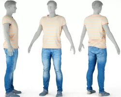 Male Casual Outfit 62 Tshirt Jeans Footwear Low-poly  3D model